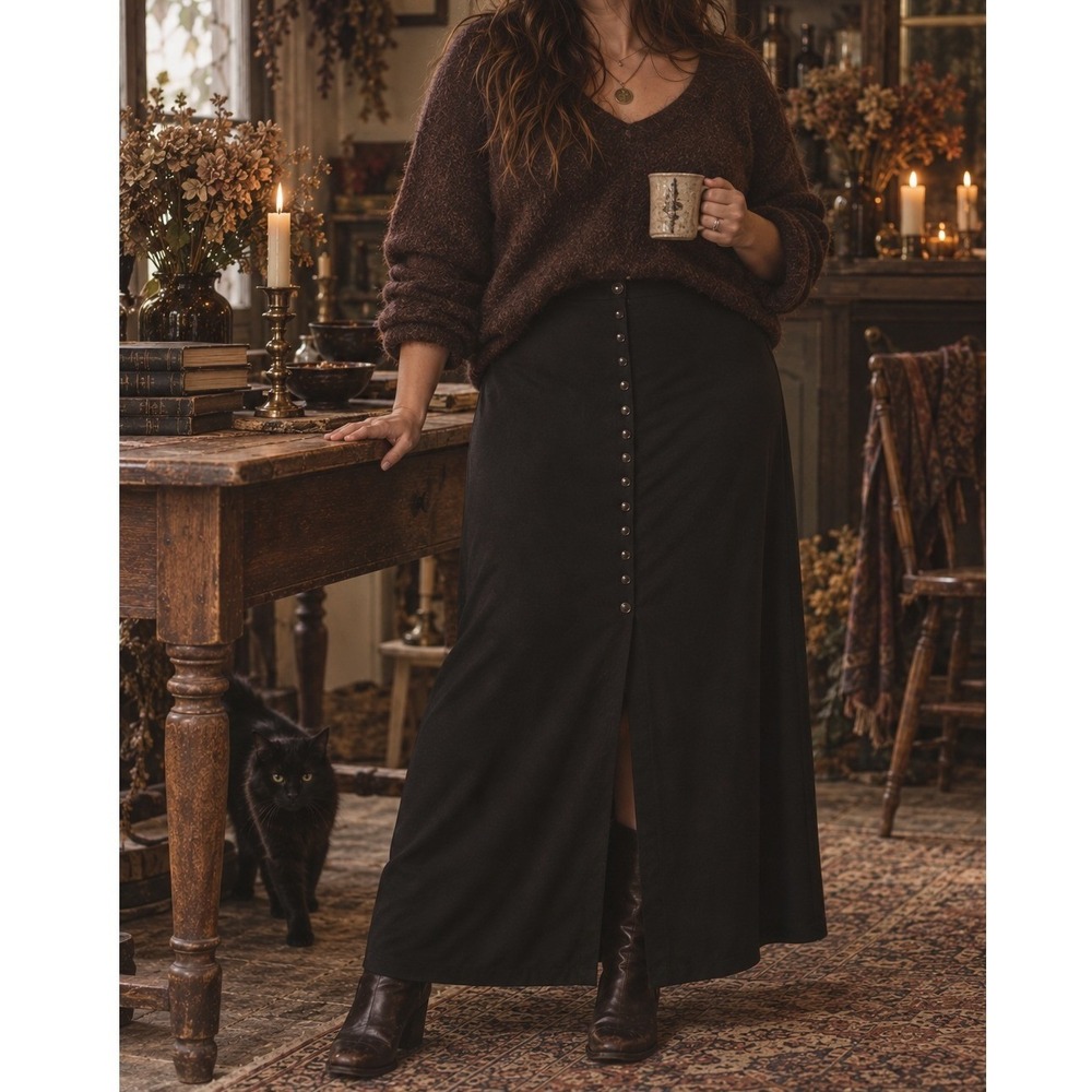 Vtg 90s Y2K Dressbarn Maxi Skirt sz 3X whimsigoth Practical Magic Witchy black